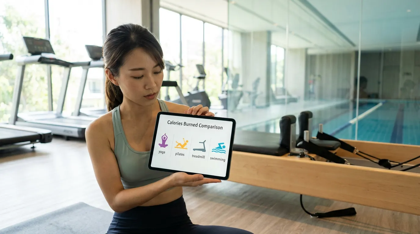 ピラティスと他の運動の消費カロリー比較(ヨガ・ランニング・水泳など)
